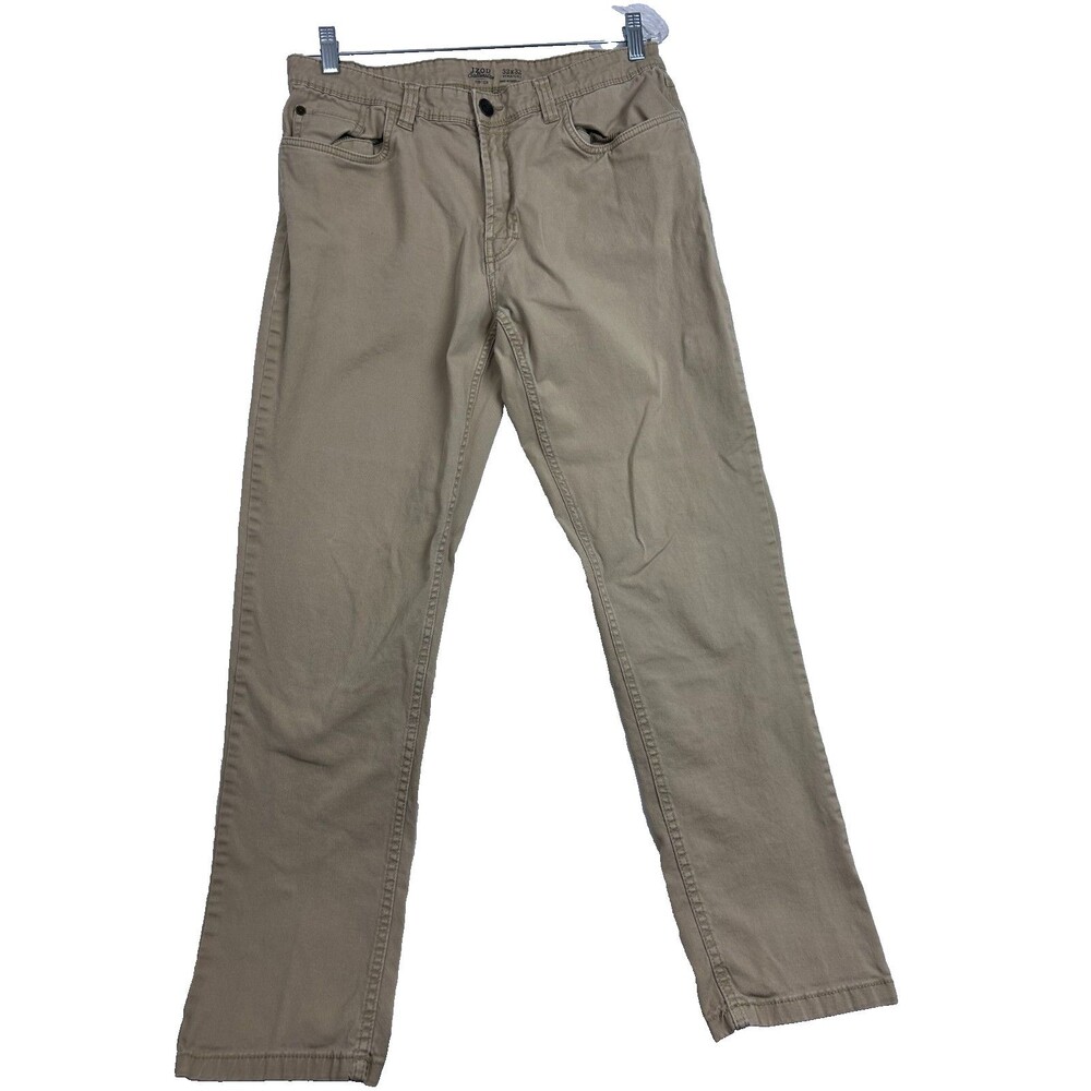 IZOD Saltwater Stretch Khaki Pants Mens 32x32 Straight Tan Casual Chino